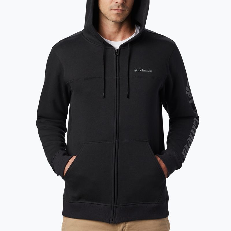 Кофта трекінгова чоловіча Columbia Logo Fleece Full Zip black/csc sleeve logo