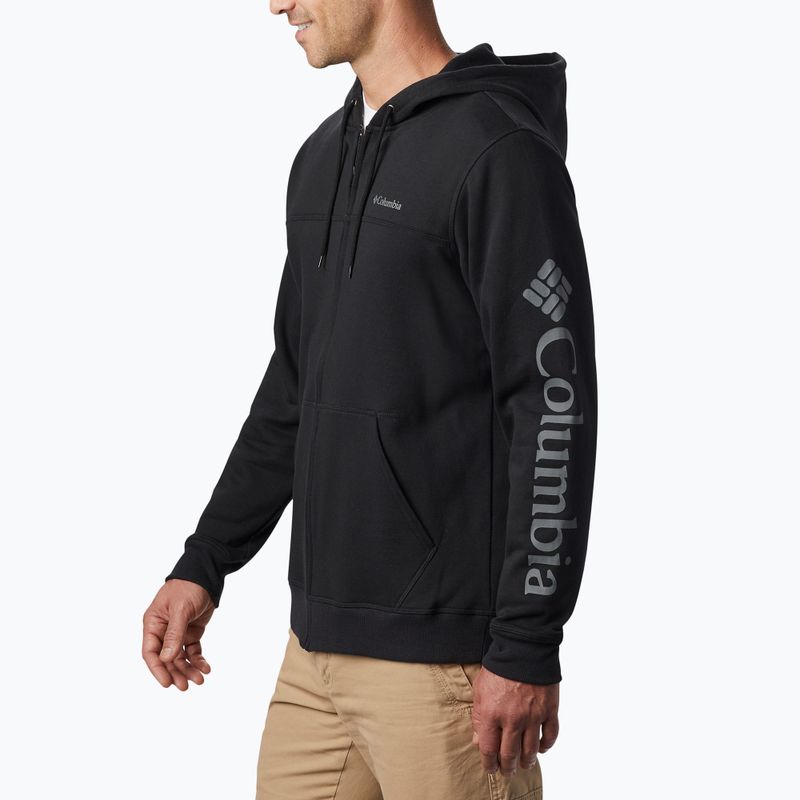Кофта трекінгова чоловіча Columbia Logo Fleece Full Zip black/csc sleeve logo 4
