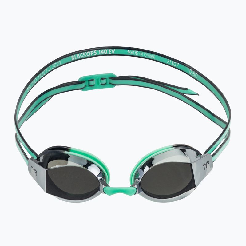 Окуляри для плавання жіночі TYR Blackops 140 Ev Racing Mirrored silver/ mint/ black 2