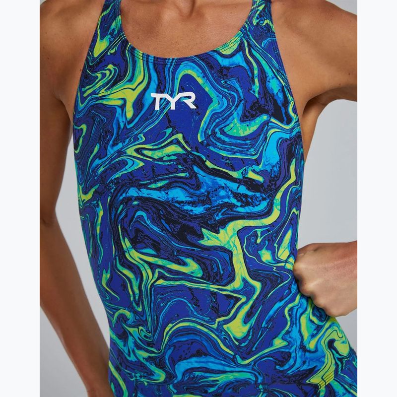 Купальник суцільний жіночий TYR Thresher Open Back Hyperblitz blue/green 5