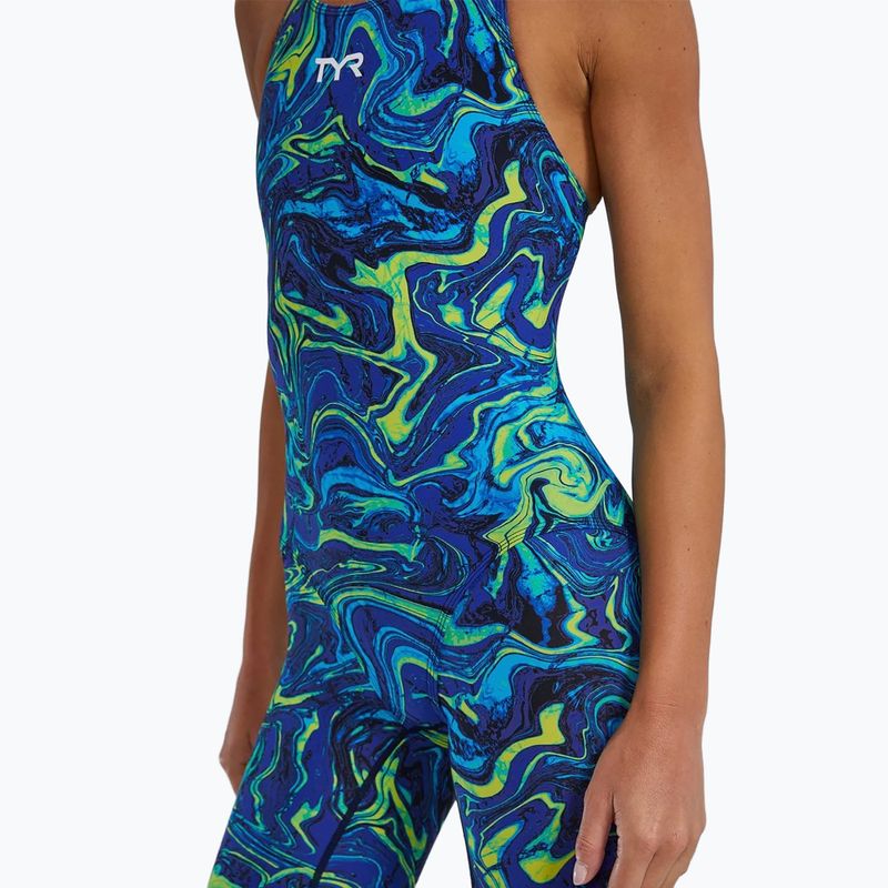 Купальник суцільний жіночий TYR Thresher Open Back Hyperblitz blue/green 7