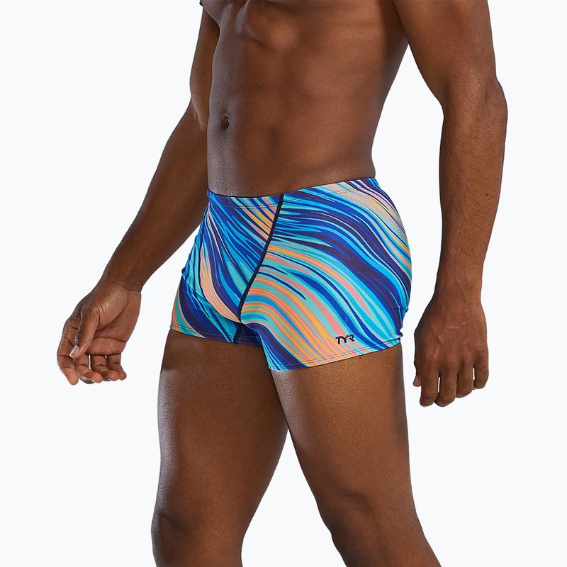 Плавки чоловічі TYR Durafast Elite Riptidal Square Leg teal/orange 3