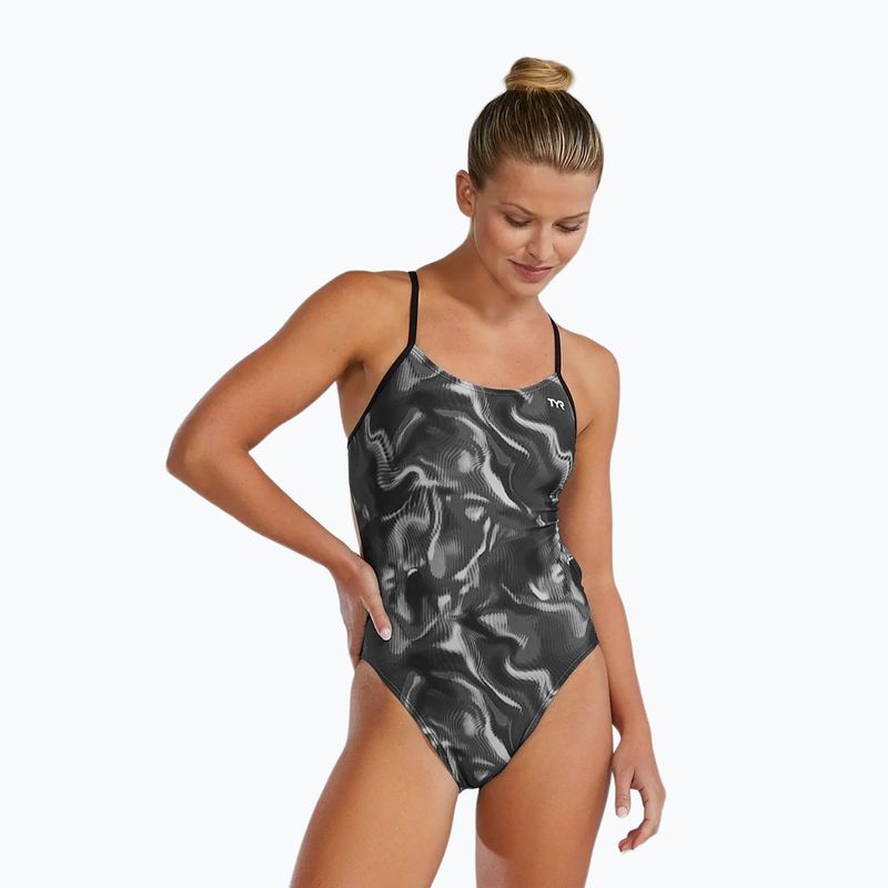 Купальник суцільний жіночий TYR Durafast Elite Waveform Cutoutfit titanium 4