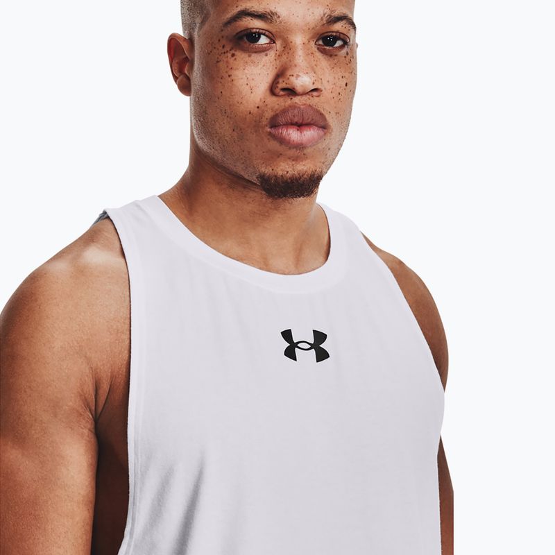 Футболка баскетбольна чоловіча Under Armour Baseline Cotton Tank 100 біло-чорна UAR-1361901100-100 4