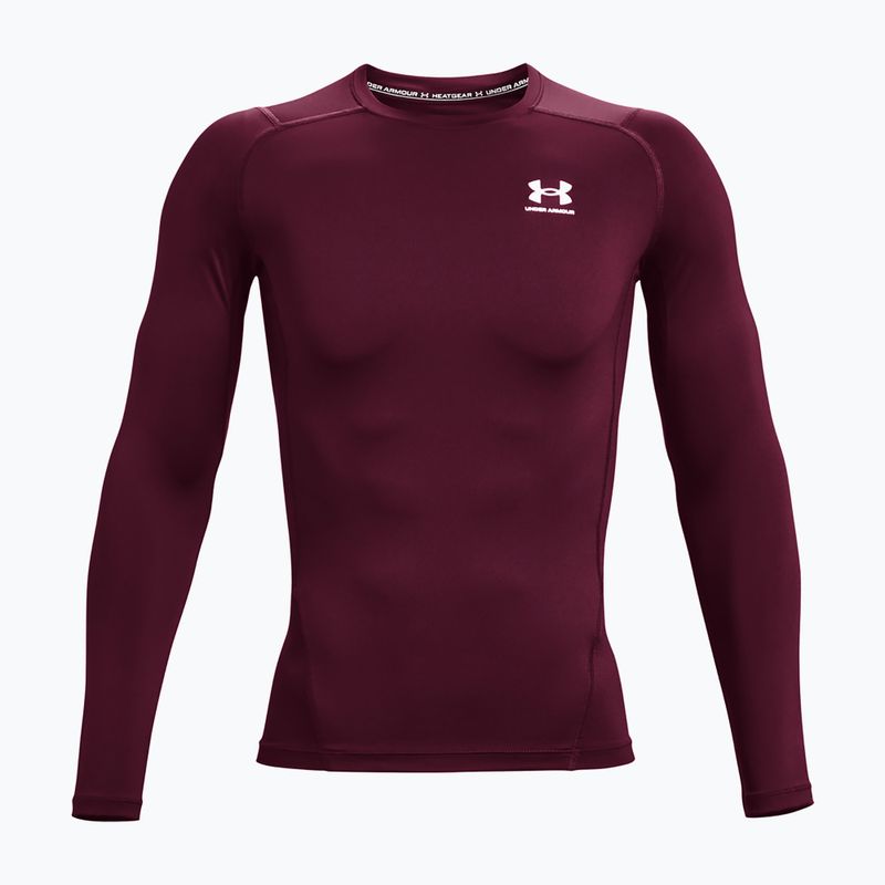 Лонгслів тренувальний чоловічий Under Armour Ua HG Armour Comp LS maroon/white 4