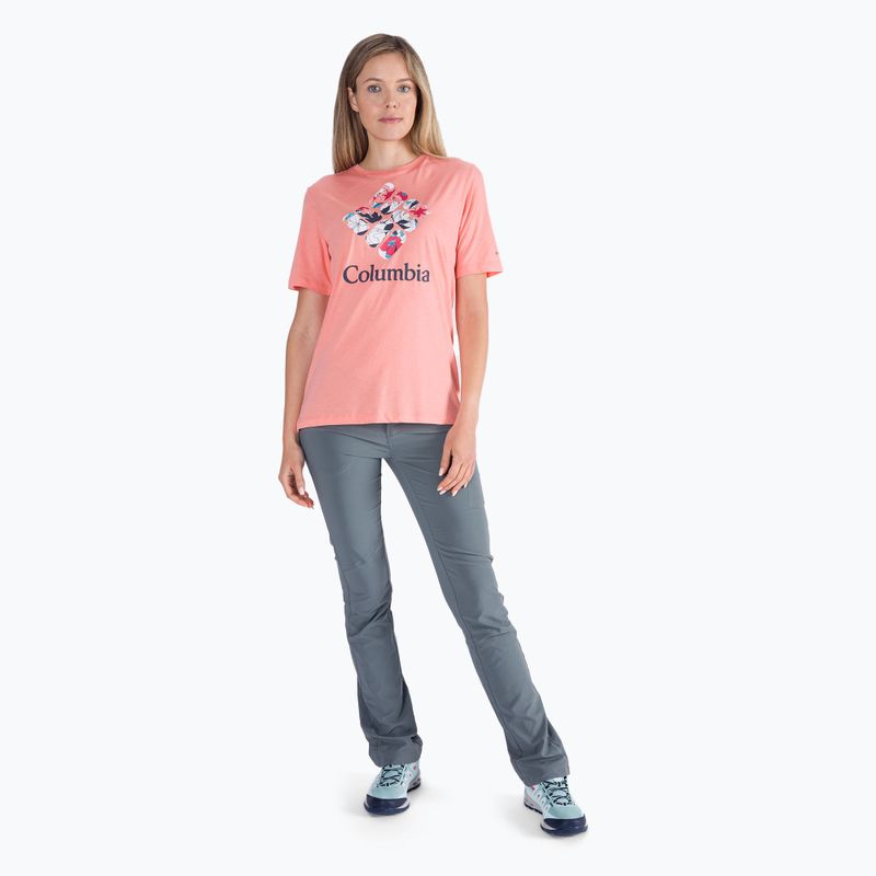 Футболка трекінгова жіноча  Columbia Bluebird Day Relaxed coral reef heather/lakeshore flora 2