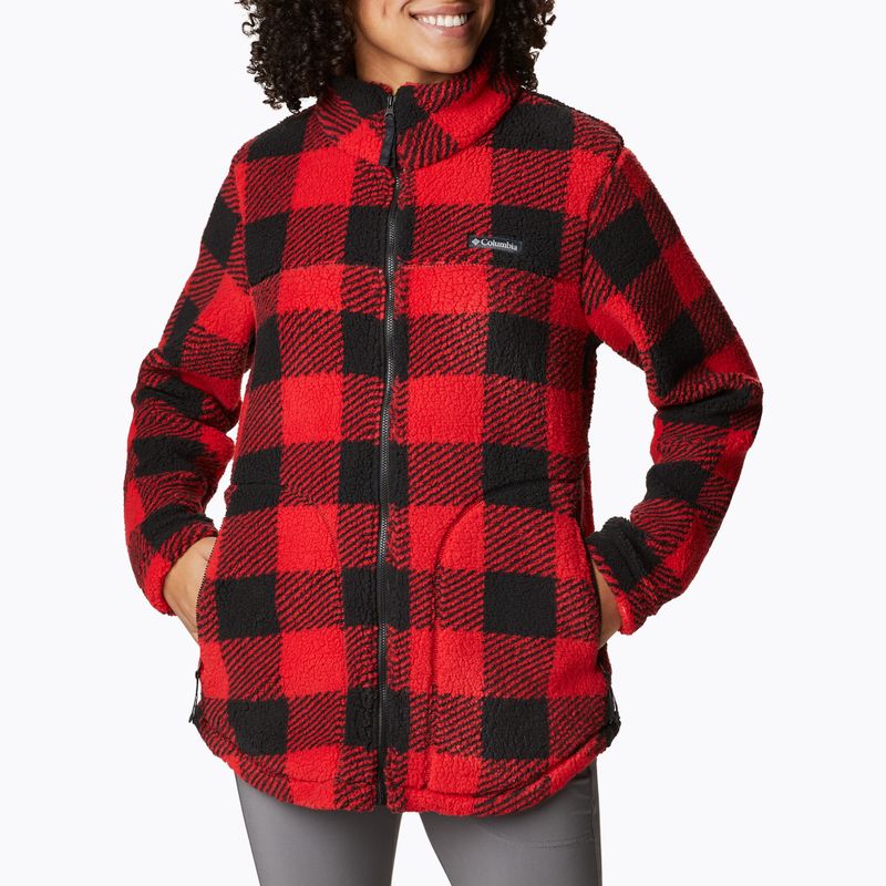 Кофта трекінгова жіноча Columbia West Bend Full Zip red lily check print 4