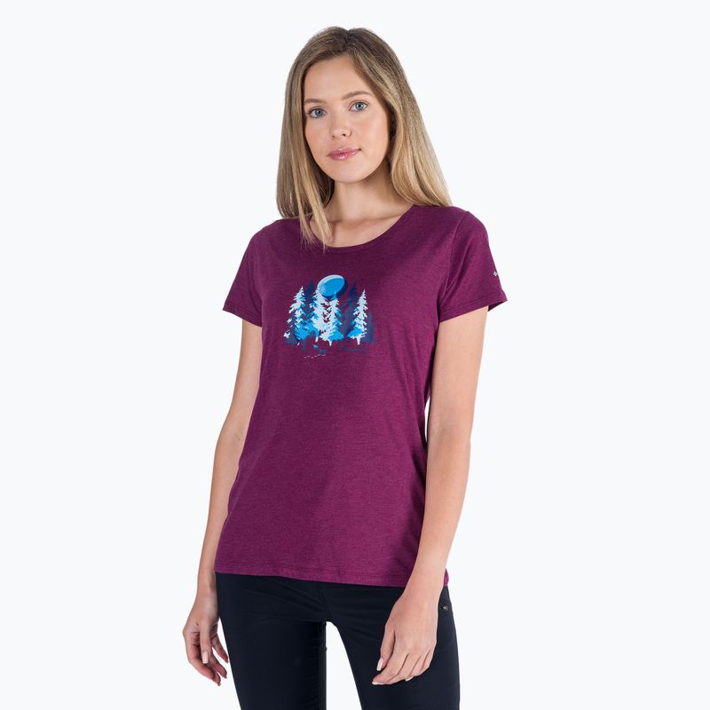 Футболка трекінгова жіноча Columbia Daisy Days Graphic marionberry heather/thru the pines