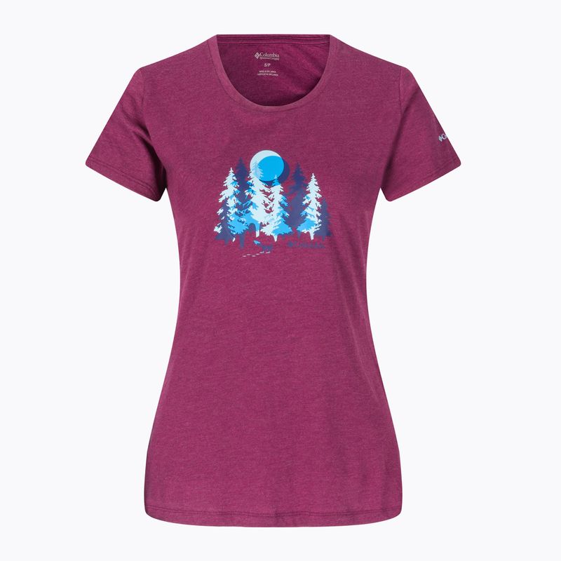 Футболка трекінгова жіноча Columbia Daisy Days Graphic marionberry heather/thru the pines 7