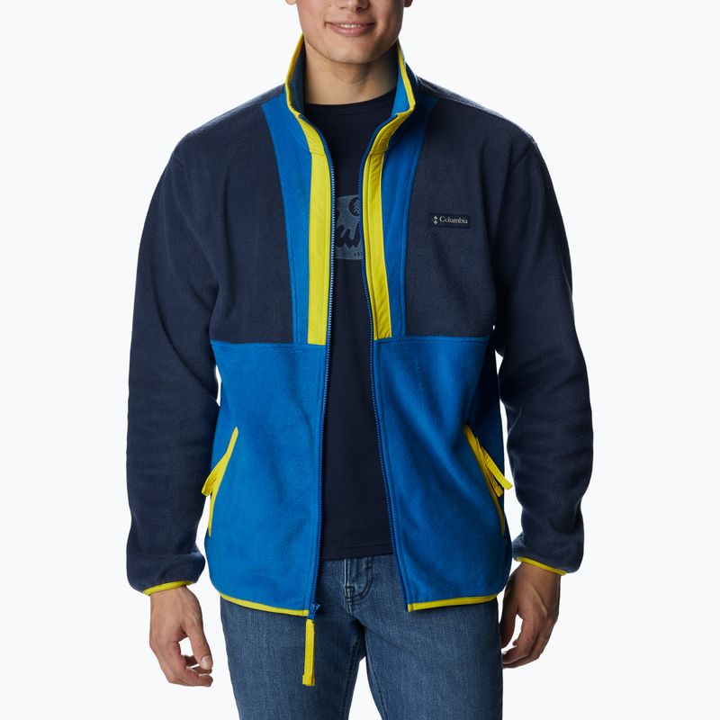 Кофта трекінгова чоловіча Columbia Back Bowl Full Zip collegiate navy/brt indigo/laser lemon 3