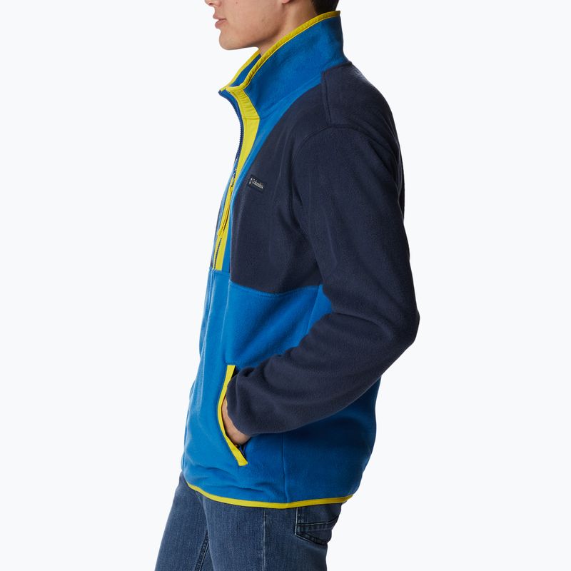 Кофта трекінгова чоловіча Columbia Back Bowl Full Zip collegiate navy/brt indigo/laser lemon 4