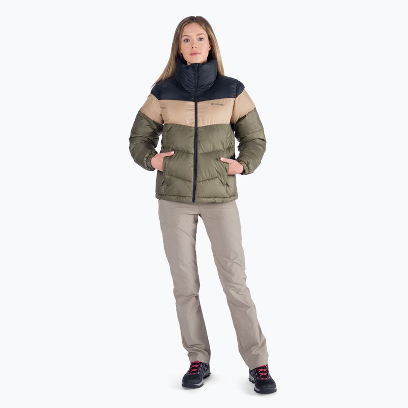 Пуховик жіночий Columbia Puffect Color Blocked stone green/beach/black 5