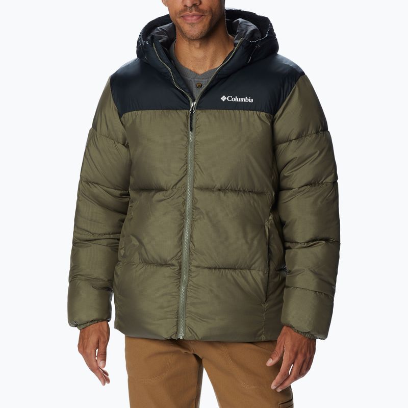 Пуховик чоловічий Columbia Puffect Hooded stone green/black