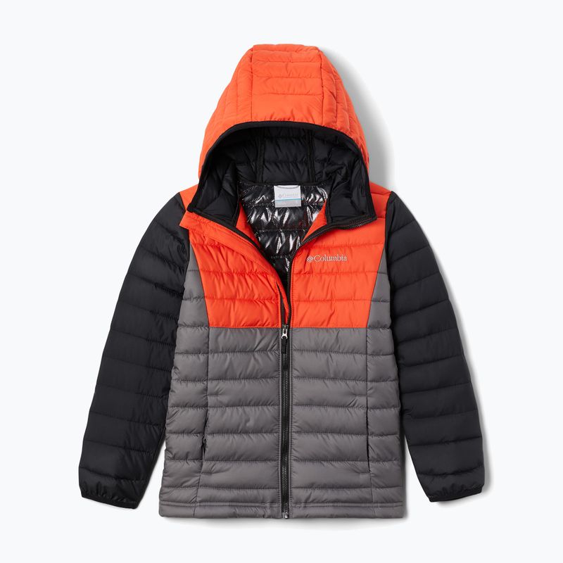 Пуховик дитячий Columbia Powder Lite Hooded city grey/red quartz/black