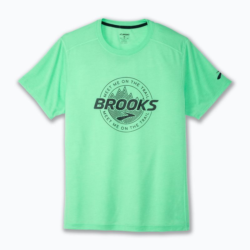 Чоловіча бігова сорочка Brooks Distance 3.0 hyper green/brooks trail 2