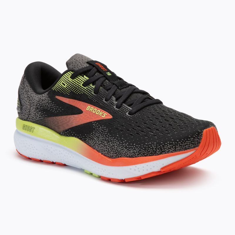 Кросівки для бігу чоловічі Brooks Ghost 16 wide fit black/mandarin red/green