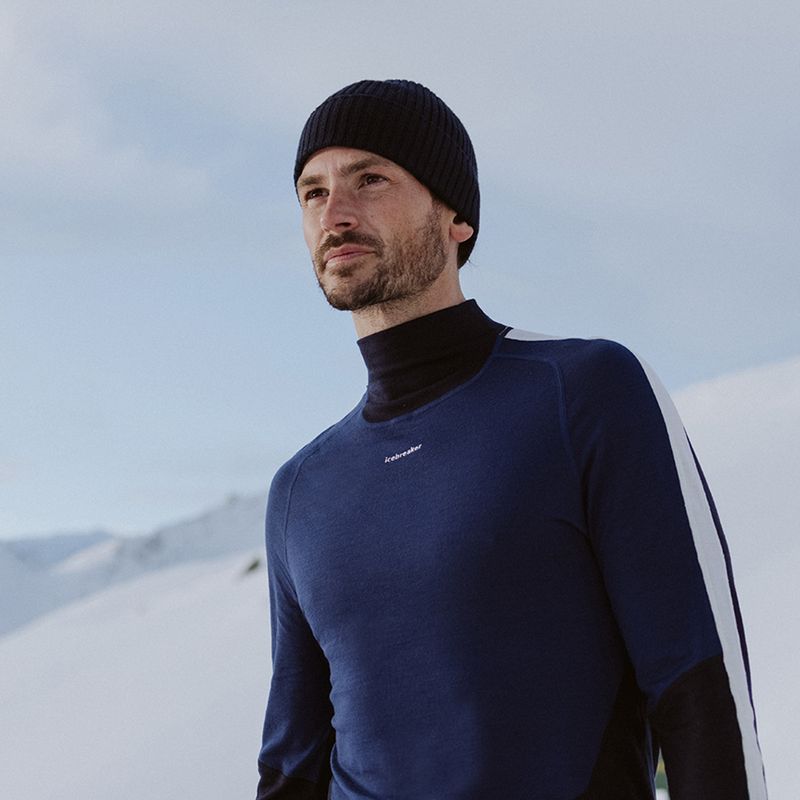 Чоловіча термоактивна кофта icebreaker 200 Oasis Sonebula High Neck navy/royal navy/snow/cb 9