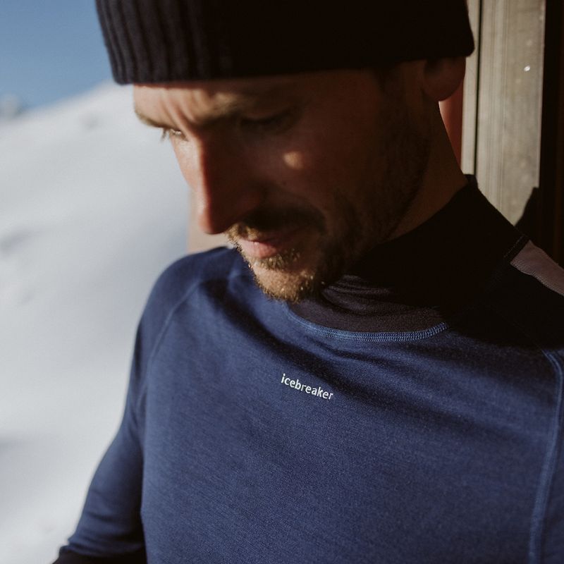 Чоловіча термоактивна кофта icebreaker 200 Oasis Sonebula High Neck navy/royal navy/snow/cb 10