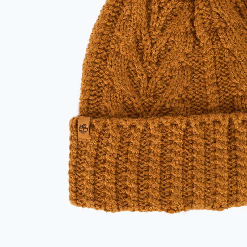 Шапка зимова жіноча Timberland Cable Premium Pom Beanie wheat 3