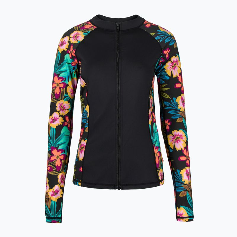 Жіночі плавки Hurley Fiji Fantasy на блискавці спереду Rashguard для плавання з довгим рукавом чорний