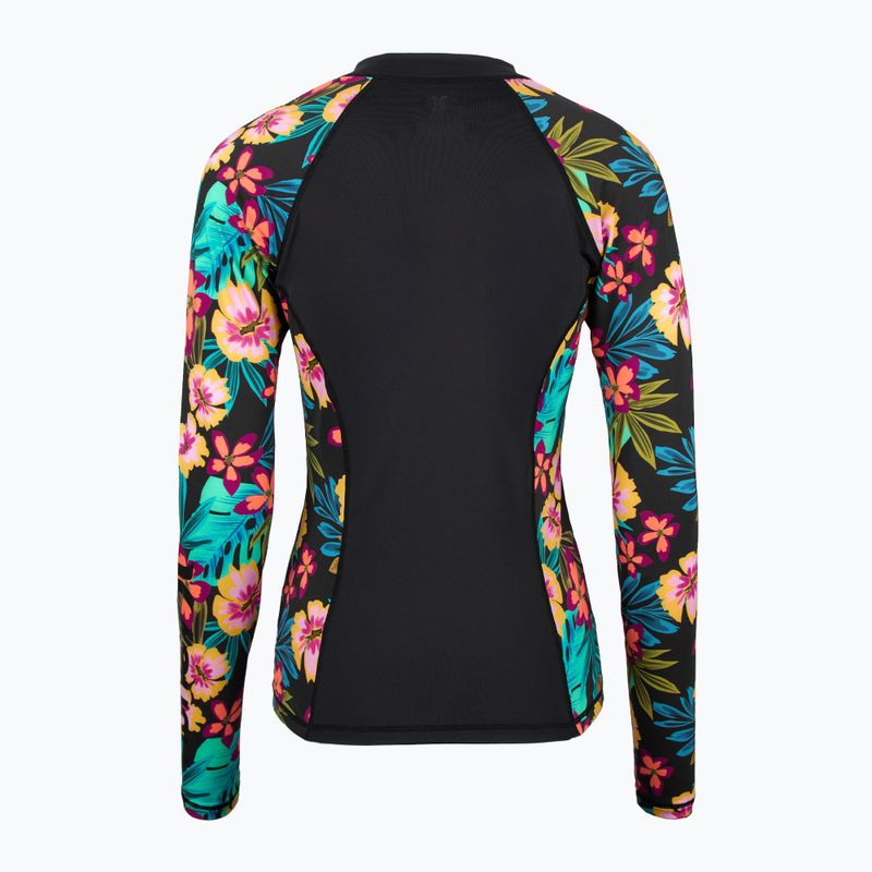 Жіночі плавки Hurley Fiji Fantasy на блискавці спереду Rashguard для плавання з довгим рукавом чорний 2