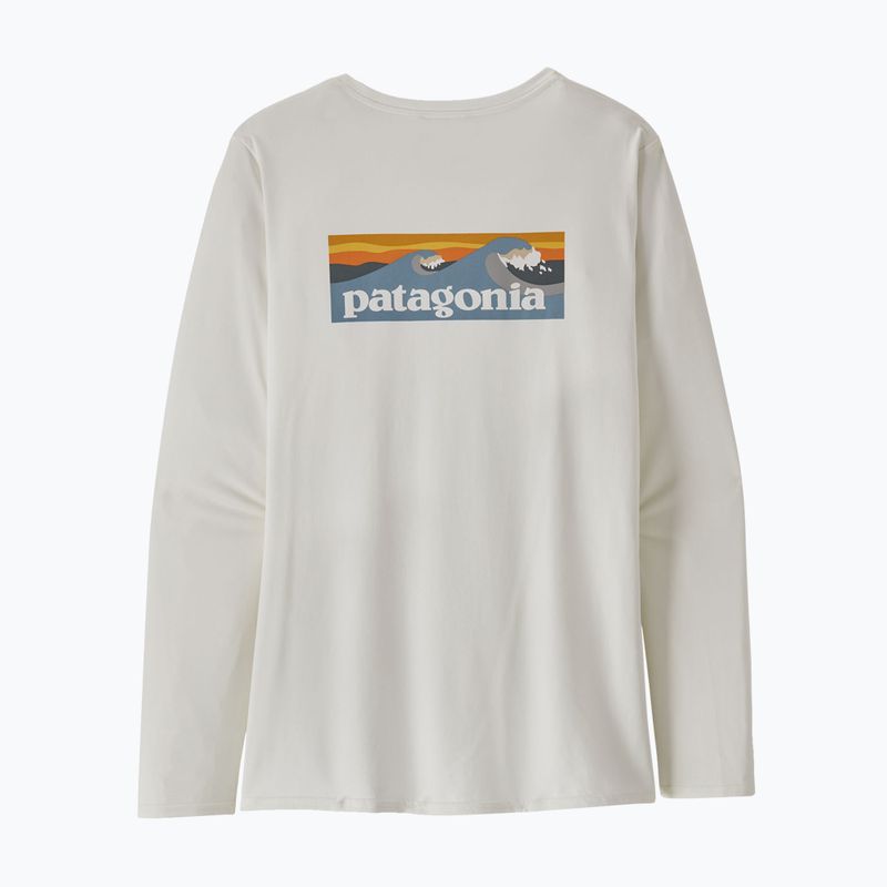 Кофта жіноча Patagonia Cap Cool Daily Graphic Shirt - Waters boardshort logo light plume grey/white 4