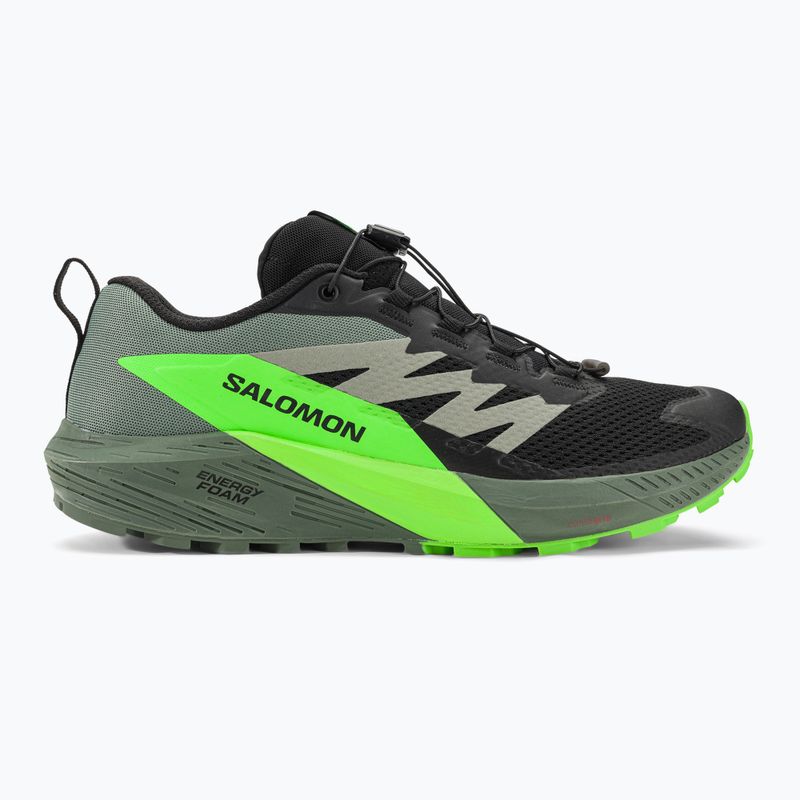 Кросівки для бігу чоловічі Salomon Sense Ride 5 black/laurel wreath/green gecko 3