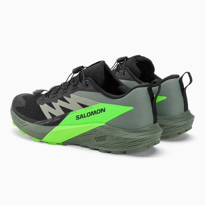 Кросівки для бігу чоловічі Salomon Sense Ride 5 black/laurel wreath/green gecko 4