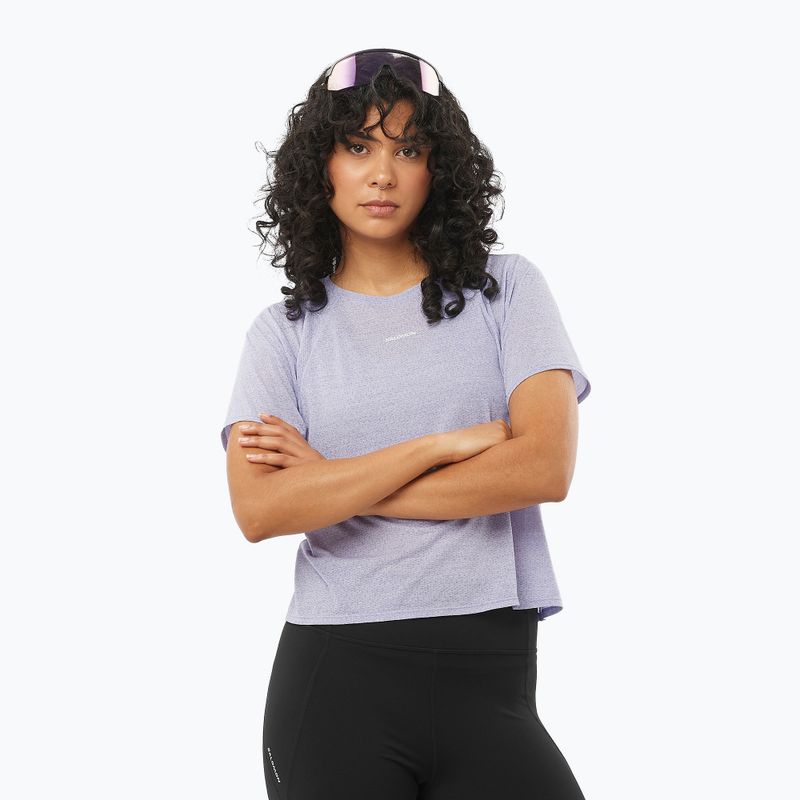 Футболка для бігу жіноча Salomon SHAKEout Air Crop SS Tee cosmic sky