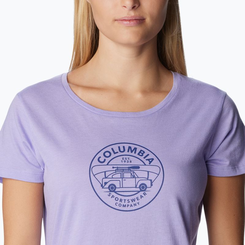 Футболка трекінгова жіноча Columbia Daisy Days Graphic frosted purple hthr/journey to joy grx 5