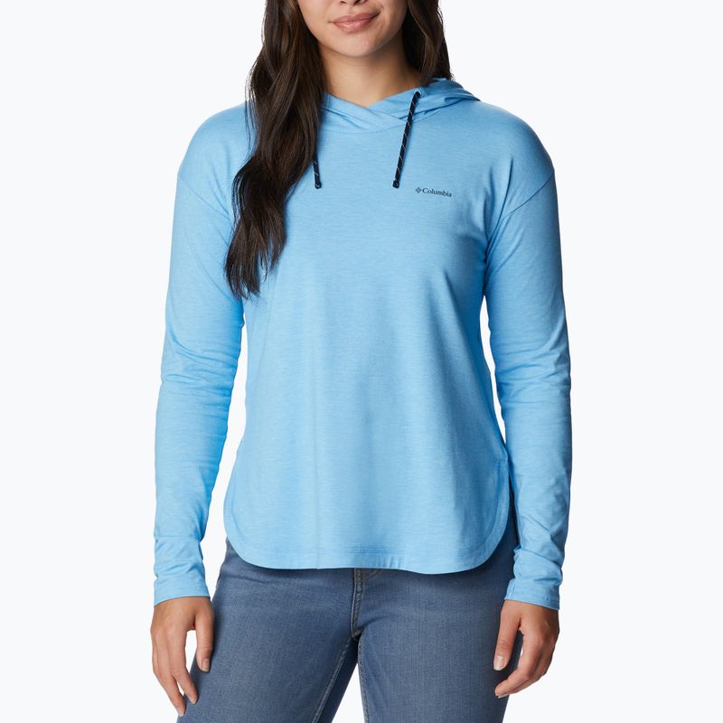 Кофта трекінгова жіноча Columbia Sun Trek EU Hooded Pullover vista blue heather