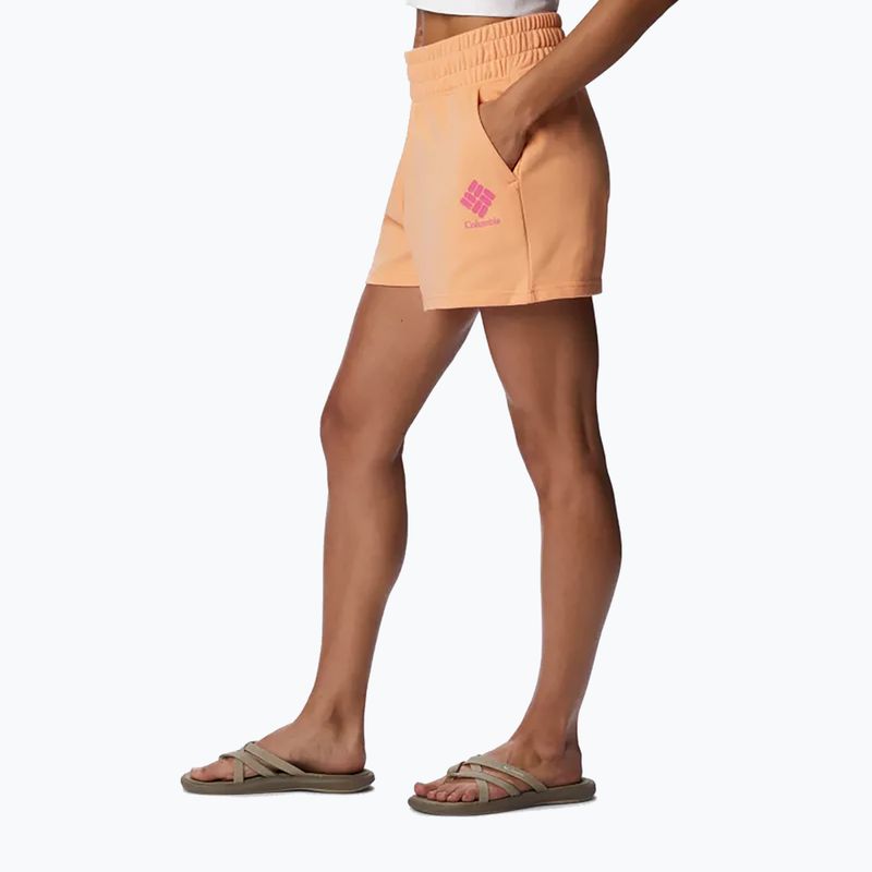 Шорти трекінгові жіночі Columbia Logo III French Terry peach/wild geranium logo 3