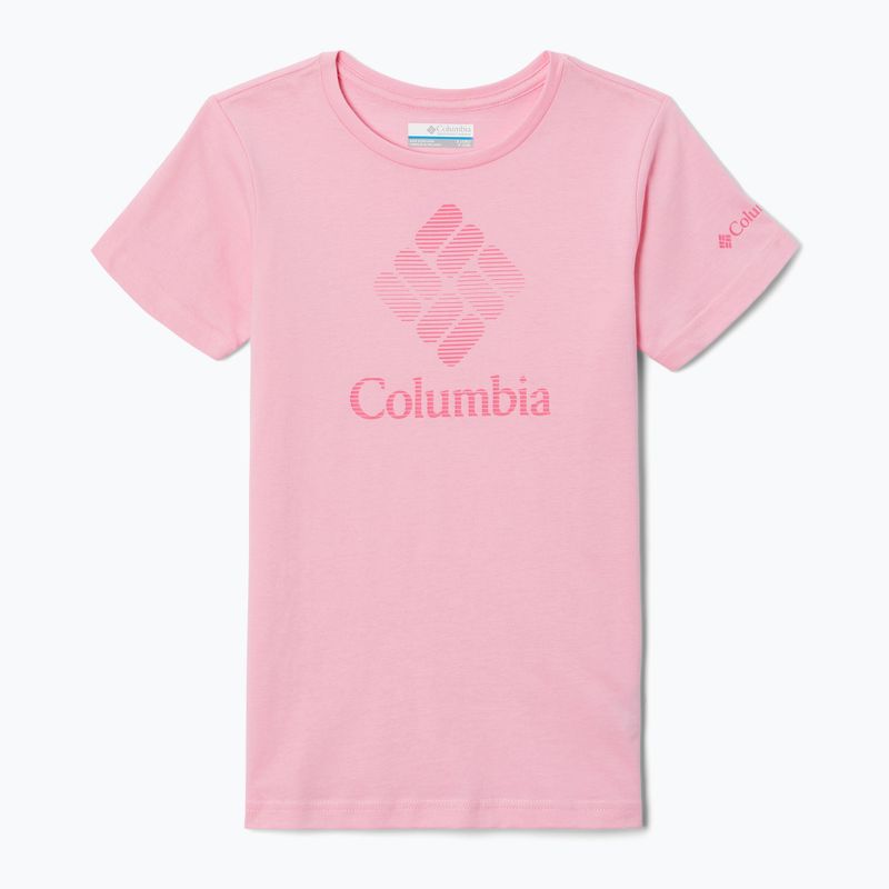 Футболка трекінгова дитяча Columbia Mission Lake Graphic wild rose/csc stacked banded graphic