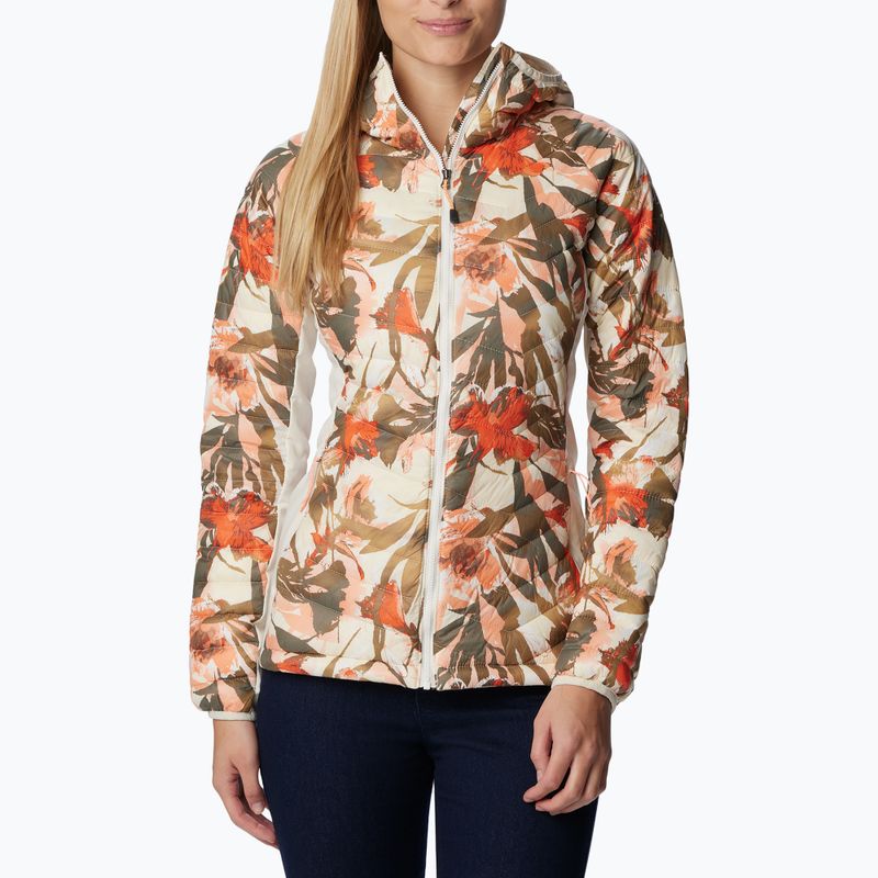 Куртка гібридна жіноча Columbia Powder Pass Hooded chalk floriculture print