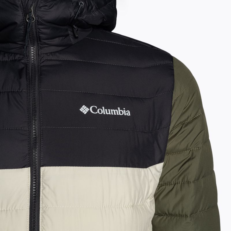 Чоловічий пуховик Columbia Powder Lite з капюшоном темний камінь / акула / кам'яний зелений 10