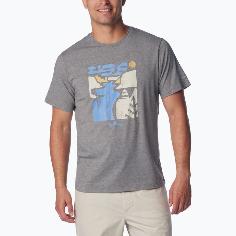 Футболка трекінгова чоловіча Columbia Sun Trek Short city grey heather/simple gorge