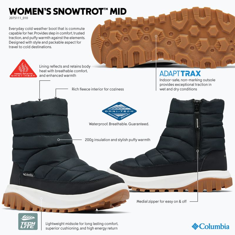 Жіночі зимові черевики Columbia Snowtrot Mid black/sea salt 10