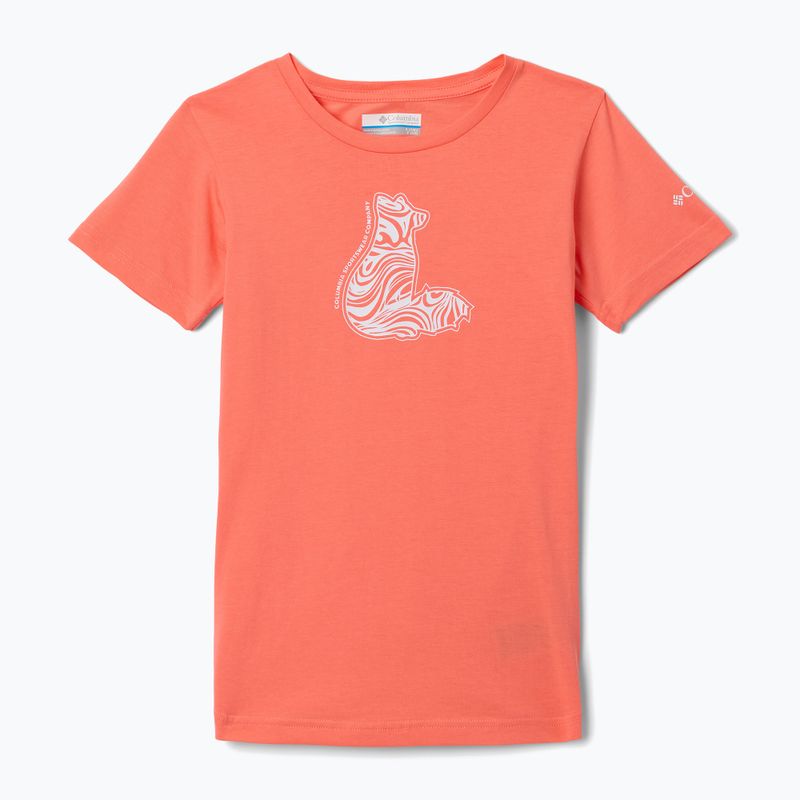 Футболка трекінгова дитяча Columbia Mission Lake Graphic hot coral/foxy swirl