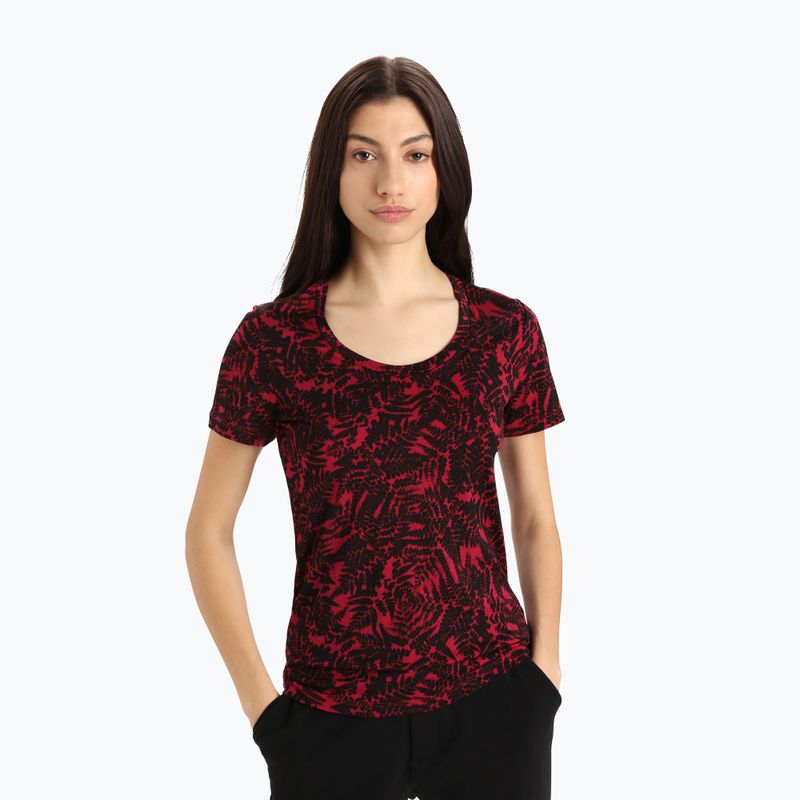 Футболка трекінгова жіноча icebreaker Tech Lite II Scoop Native Ferns cherry/aop