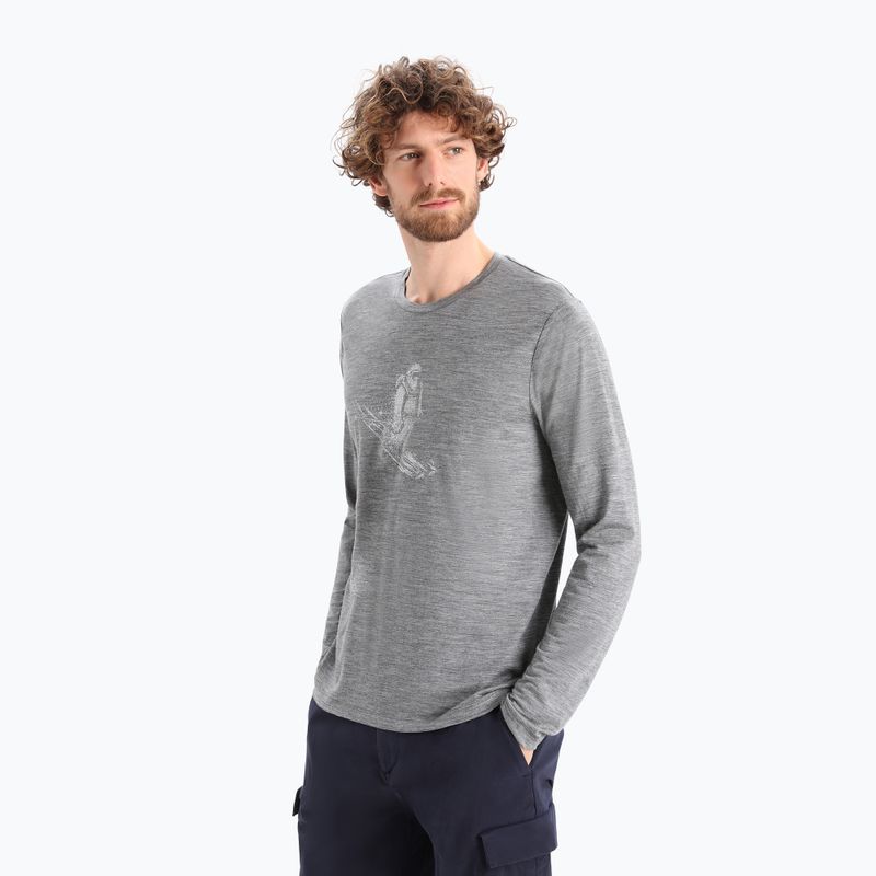 Лонгслів трекінговий чоловічий icebreaker Tech Lite II Skiing Yeti gritstone heather