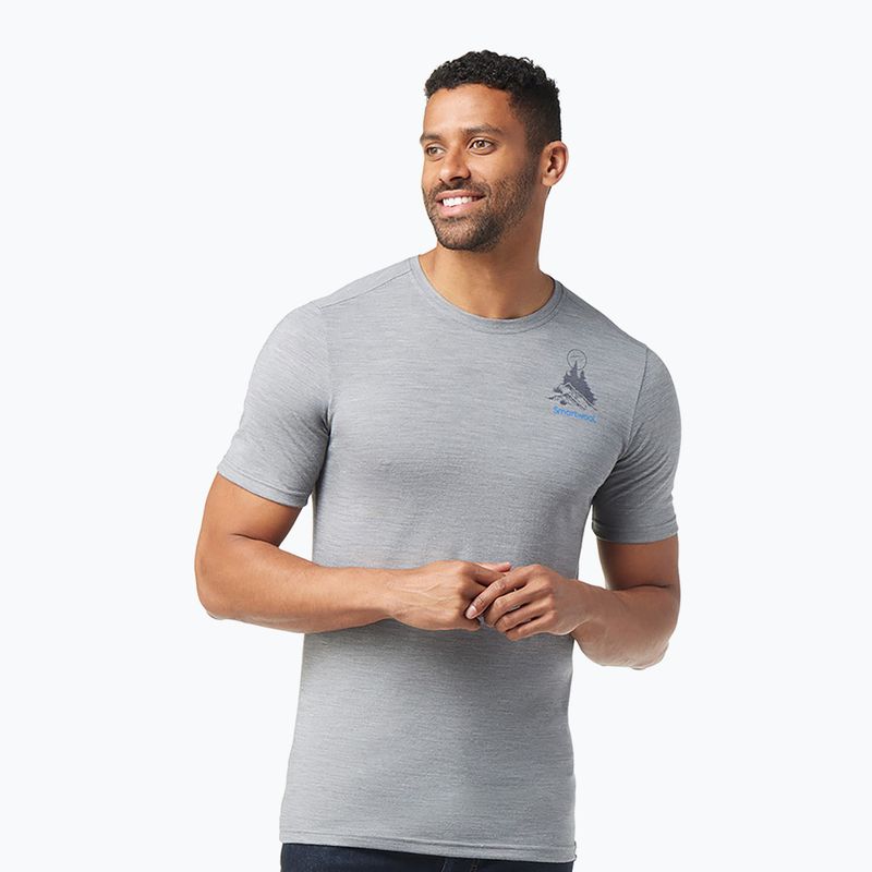 Футболка трекінгова чоловіча Smartwool Wilderness Summit Graphic Tee світло-сіра SW016673545