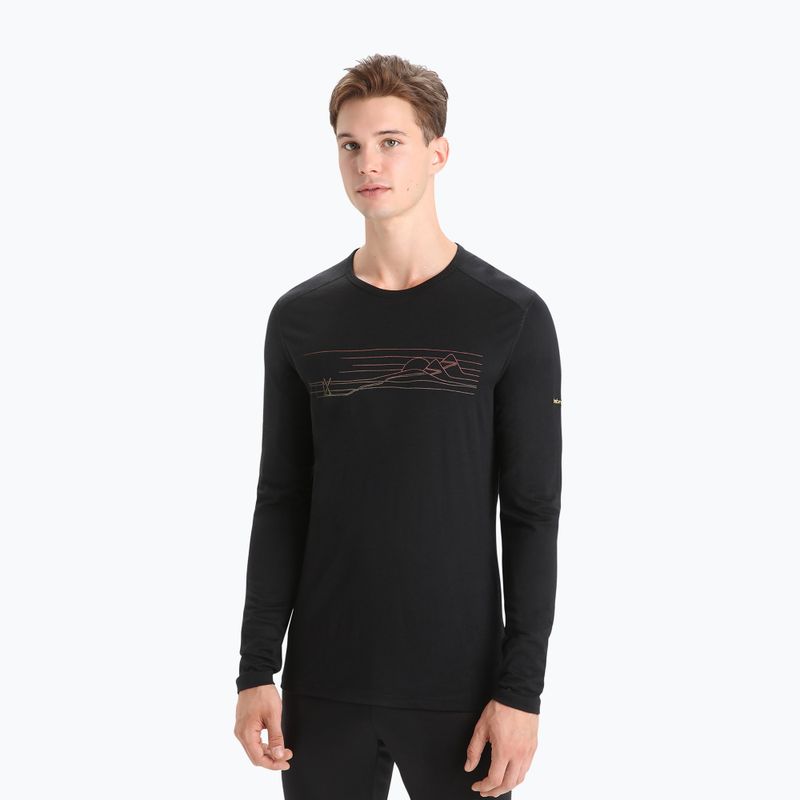 Термокофта чоловіча icebreaker 200 Oasis Crewe Ski Stripes black