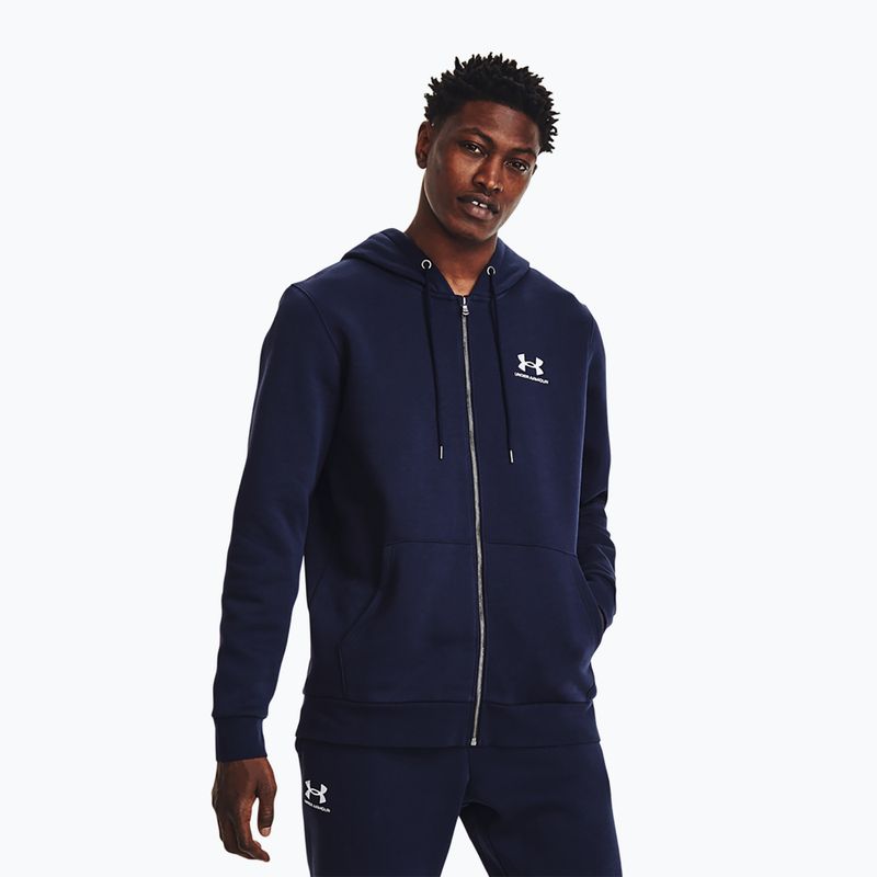 Кофта чоловіча Under Armour Essential Fleece FZ Hood midnight navy/white