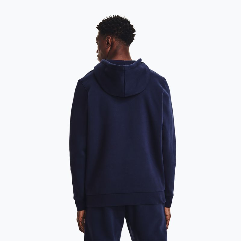 Кофта чоловіча Under Armour Essential Fleece FZ Hood midnight navy/white 3