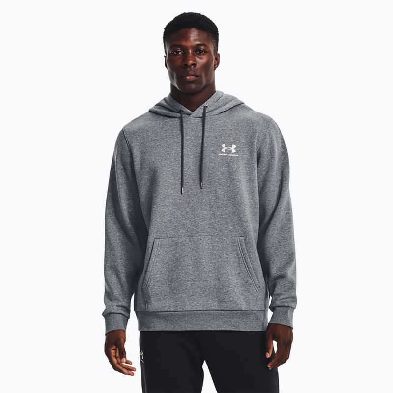 Кофта чоловіча Under Armour Essential Fleece Hoodie pitch gray medium heather/white