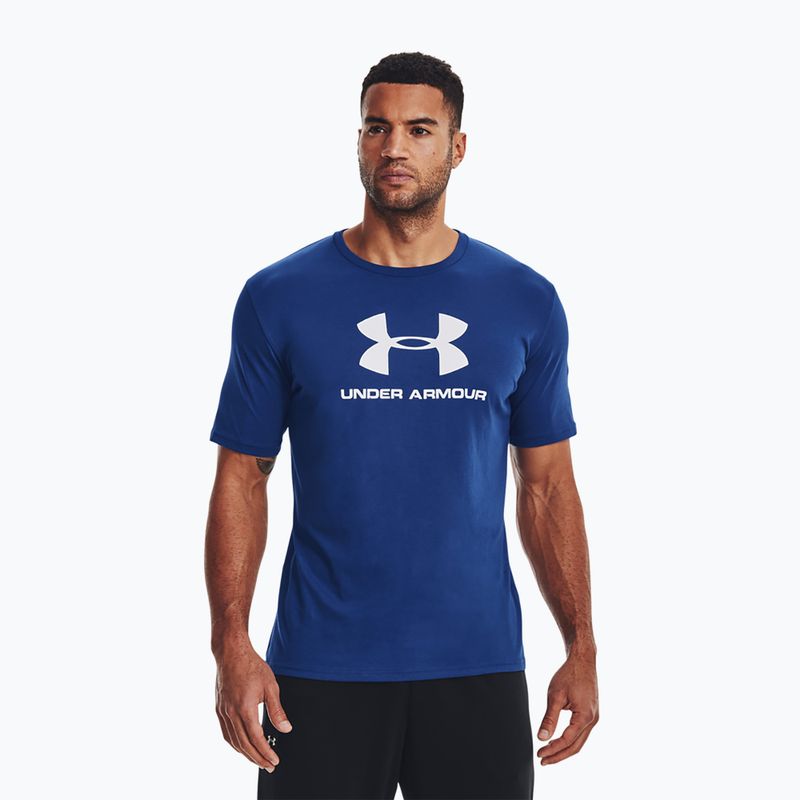 Футболка тренувальна чоловіча Under Armour Sportstyle Logo SS блакитна 1329590-471