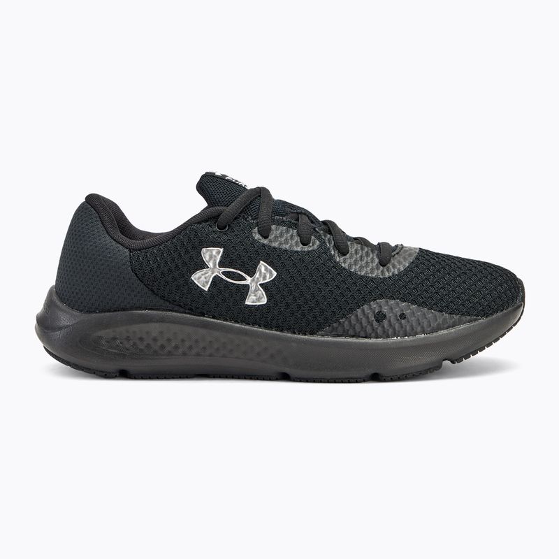 Кросівки для бігу жіночі Under Armour Charged Pursuit 3 black/black/metallic silver 2