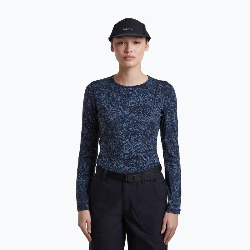 Лонгслів жіночий icebreaker Merino 200 Oasis Crewe Moss Bloom navy/dawn/aop 5