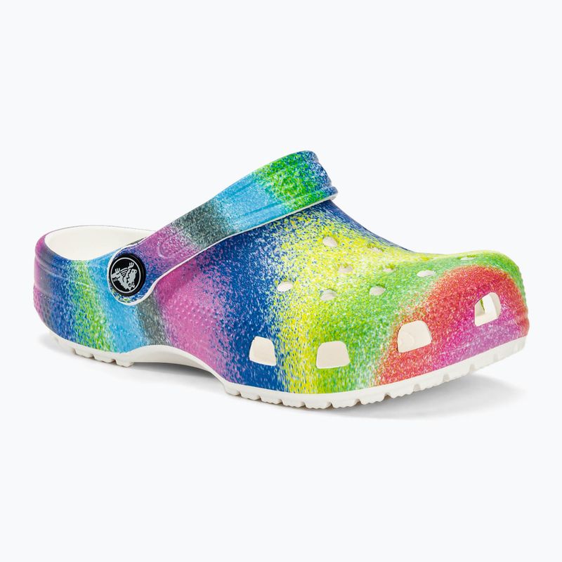 Дитячі шльопанці Crocs Classic Spray Dye білий/мульти дитячі шльопанці