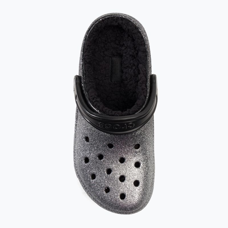 Шльопанці Crocs Classic Glitter Lined Clog чорні/сріблясті 7